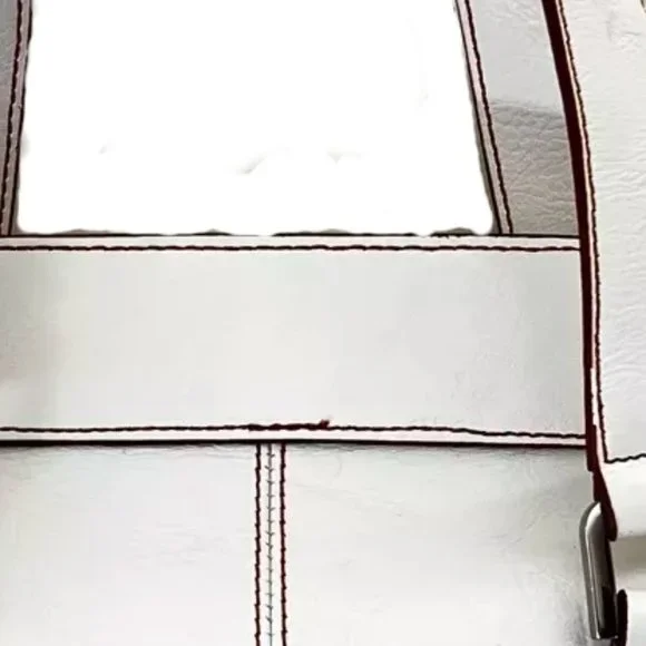 FRANCO SARTO Genuine Textured Leather Off White Satchel Handbag - Picture 13 of 16